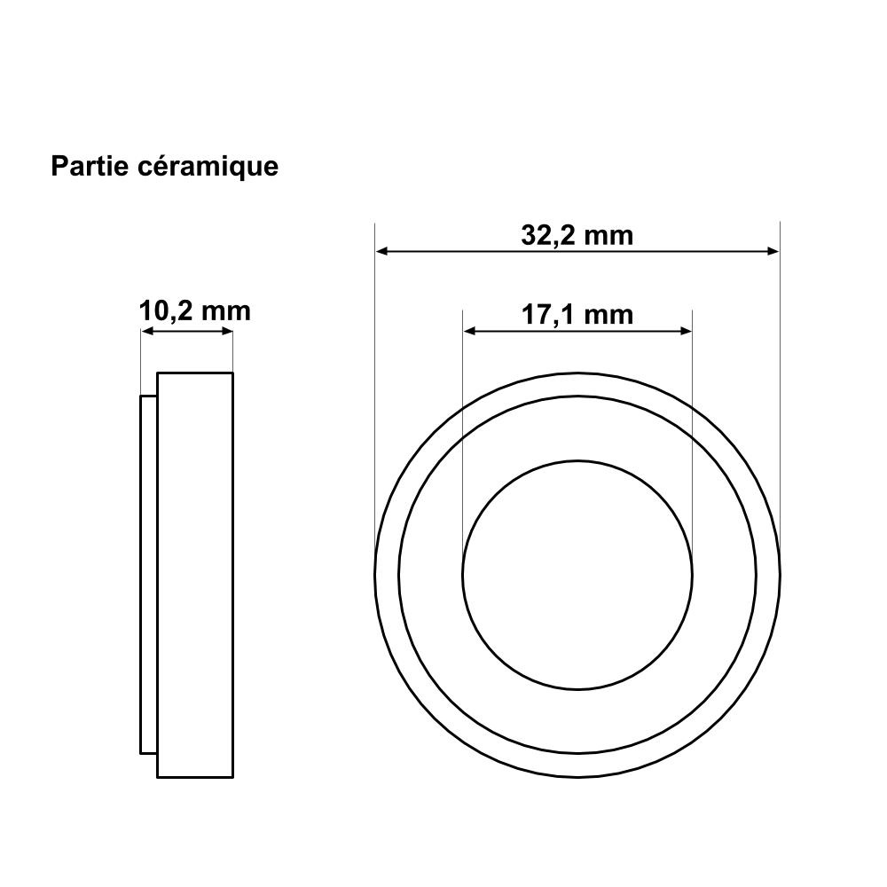 Garniture mécanique U.S. Seal PS-1000 pour pompe de spa (partie céramique)